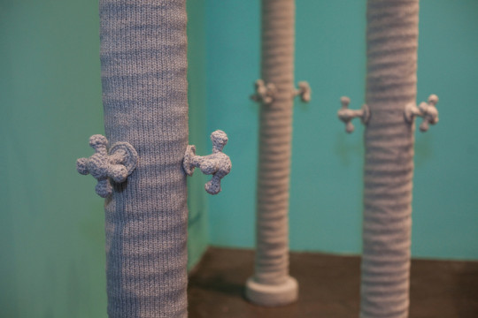 Nathan Vincent, Locker Room shower detail 2, 2011, 12' x 19' x 8', Yarn, foam, wood, photo credit Steven Miller.