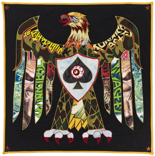 Ben Venom, Fly like an Eagle Hand-made Quilt with Recycled Fabric 33” x 33” 2014