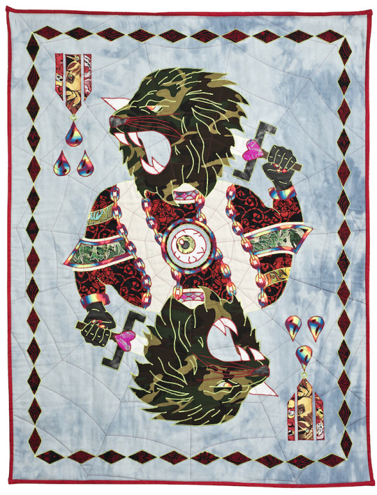 Ben Venom, King for a Day Hand-made Quilt with Recycled Fabric 45” x 57” 2015