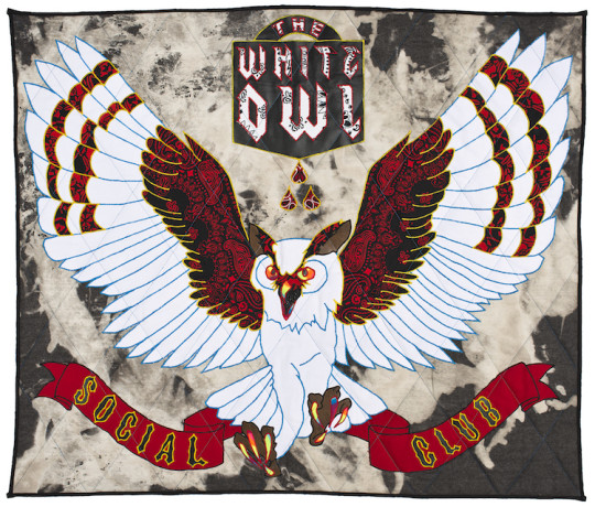 Ben Venom, White Owl Social Club Hand-made Quilt with Recycled Fabric 45” x 38” 2016