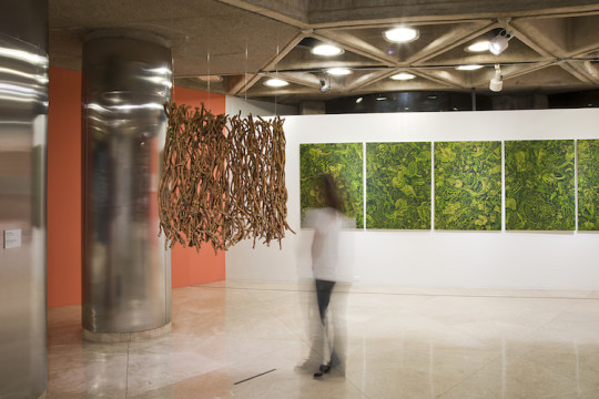 Paulina Ortiz, Cloud Forest, Art/Cabuya, 1987, Wrapped sisal fibers with dyed sisal rope and bees wax Height 50 “ x Width 54″ x Depth 4”