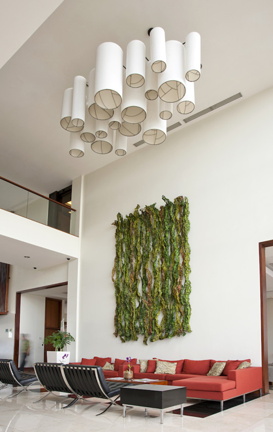 Paulina Ortiz, Undergrowth in green, Art/Paper, 2010, Dyed vegetable fiber pulp over wire mesh Height 140″ x Width 120″ x Depth 6″