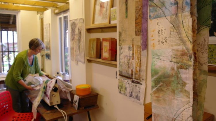 Cas Holmes in her studio. Photo: Sheilagh Dyson