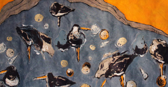 Nicola Henley – Oystercatchers, Autumn 2014, 86 x 170 cm.