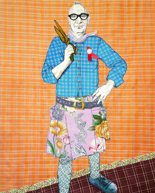 Susie Vickery, Pride, 2022. 80cm x 135cm (31½" x 53"). Embroidery, appliqué. Fabric, digital printing, found objects.