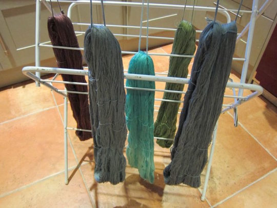 Drying the dyed yarn