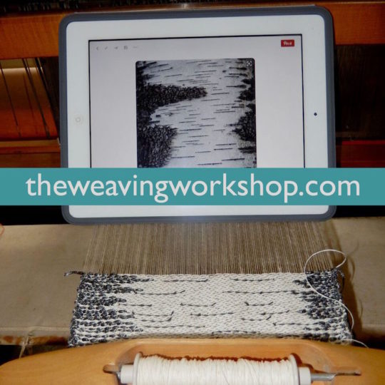 Brittany McLaughlin, The Weaving Workshop, Birch Bark on Loom with iPad, 2016