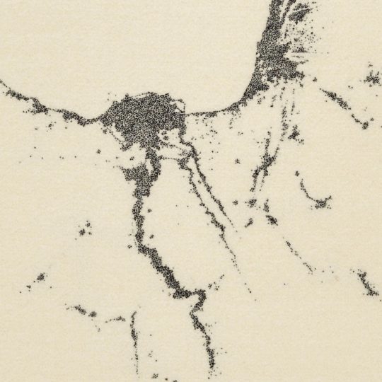Richard McVetis, Light Abstraction Mideast (detail), 2015. 50cm x 50cm (19¾" x 19¾"). Hand embroidery. Wool, cotton thread. Photo: Yeshen Venema