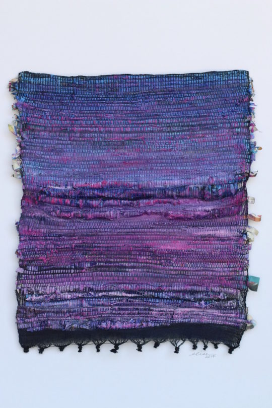 Elise Vazelakis, Painted woven newspaper, 24"x12"2013