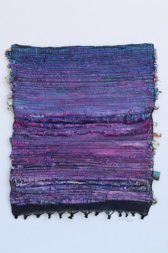 Elise Vazelakis, Painted woven newspaper, 24"x12"2013