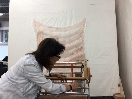 Elise Vazelakis, Warping the loom, 2016