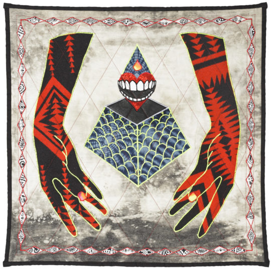 Ben Venom, Use Your Illusion, Hand-made Quilt with Recycled Fabric 25” x 25”, 2016