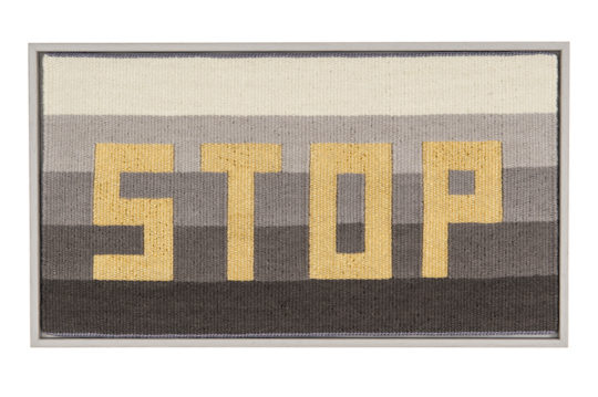 Caron Penney, Stop_2008_2013, 38cm x 20cm, 2016, wool & gilt gold thread