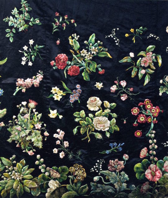 Mary Delany, Floral Embroidery, c.1750, Hand stitch on cloth