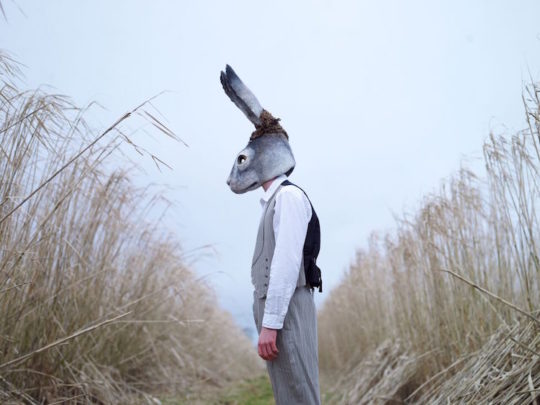 Gladys Paulus, Hare mask, 2013, wet felted wool, photo Bella West