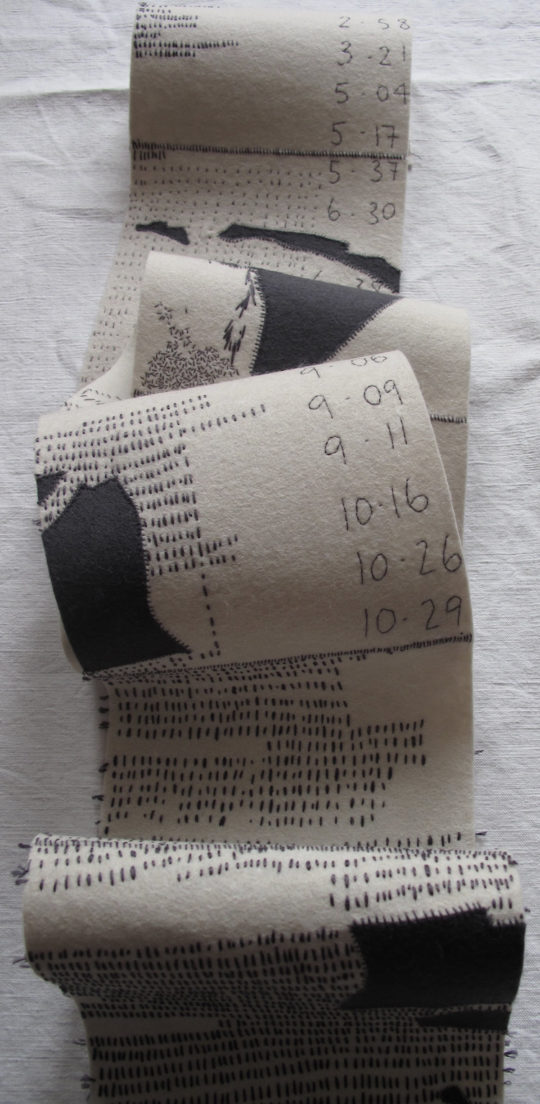 Vanessa Rolf, Sleep Diaries, 2014, 16cm x 236cm, hand stitched wool felt