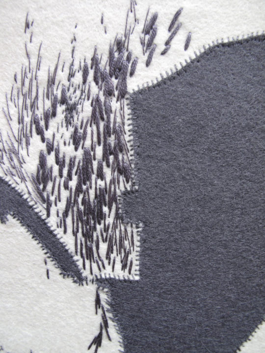 Vanessa Rolf, Sleep Diaries detail 2, 2014, 16cm x 236cm, hand stitched wool felt