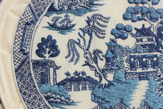 Jessica Tang, Blue Willow Plate - detail, 2016, 11" in diameter