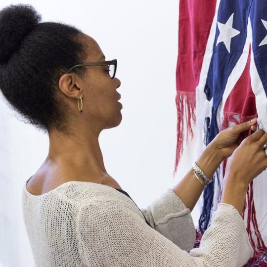 Sonya Clark unraveling confederate battle flag