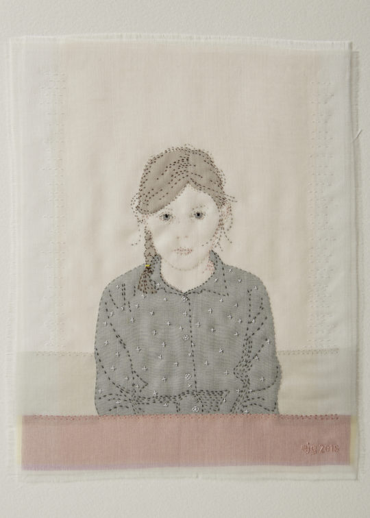 Emily Jo Gibbs: Violet, hand stitched, silk organza. Part of Kids Today