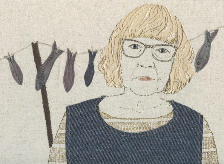 Sue Stone: Self Portrait with Fish on a Washing Line