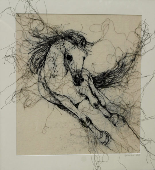 Julie French, Crazy Mare, 2016, machine stitch and ink on calico