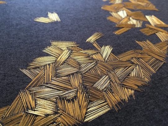 Hanny Newton, Paresthesia B Detail, 2017, 50cmx50cm, Japanese gold thread on cotton blend