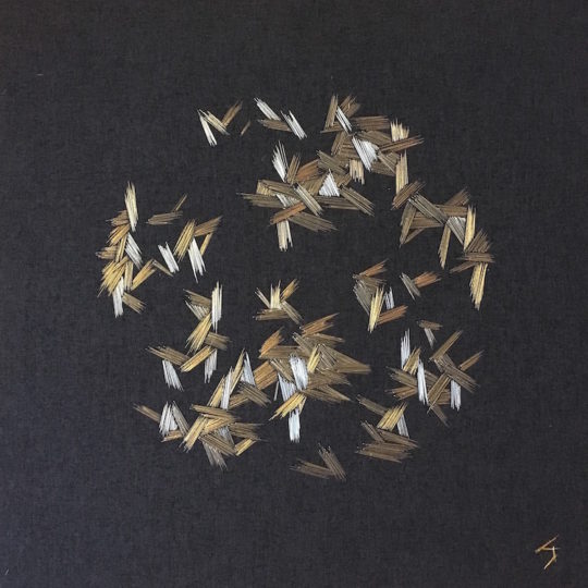 Hanny Newton, Paresthesia E, 2017, 50cmx50cm, Japanese gold thread on cotton blend