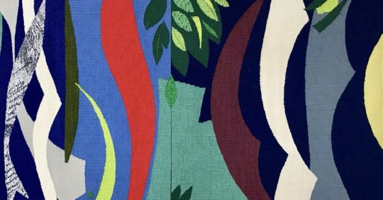 Jeni Ross, Linden Tapestry (detail), 2020. 80cm x 120cm (31” x 47”). Woven tapestry. Wool, linen, cotton weft on cotton warp.