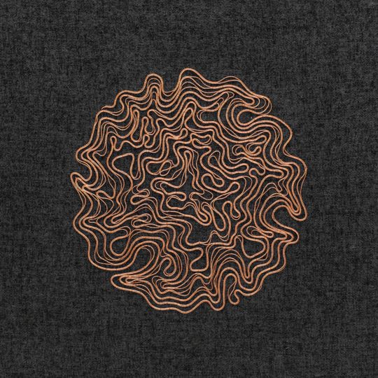 Hanny Newton, Emerge 3, 2021. 20cm x 20cm (8" x 8"). Goldwork. Linen, copper thread.