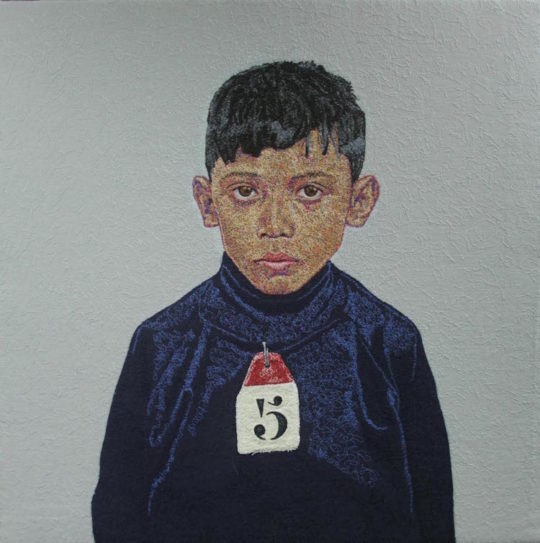 Frank Sabatté, Cambodia, Number 5, 20 x 20, 2013, Random-stitch, free-motion embroidery and appliqué