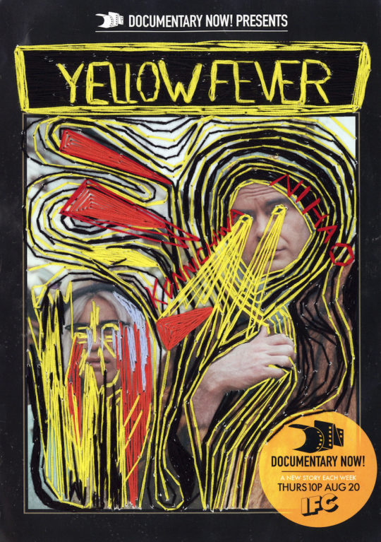 Nicole Chui, Yellow Fever documentary, 2017, 21 x 29.7cm, hand embroidery on magazine paper