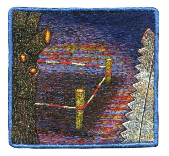 Tom Lundberg, Dormant Season, 2009, 4 x 4.25 inches, Cotton, silk, rayon, and metallic threads on cotton