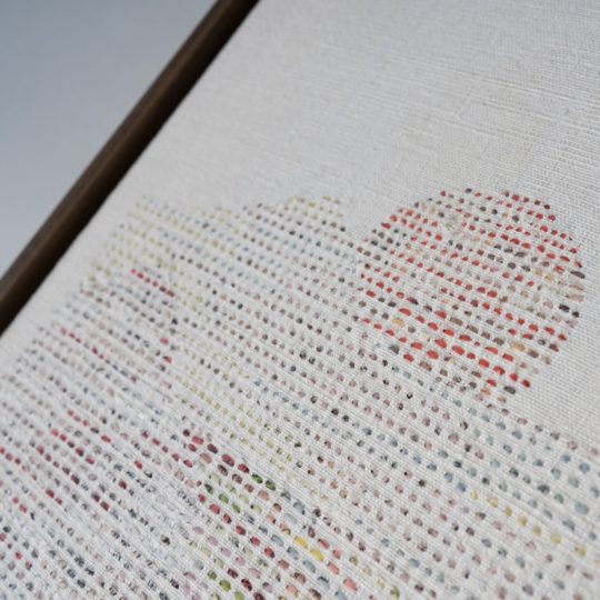 Archana Pathak, To Set (detail), 2022. 38cm x 68cm. Hand embroidery. Vintage linen/hemp. Photo: Adele Annette