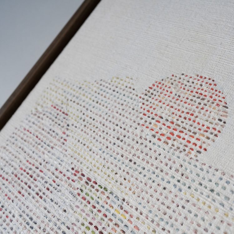 Archana Pathak, To Set (detail), 2022. 38cm x 68cm. Hand embroidery. Vintage linen/hemp. Photo: Adele Annette 