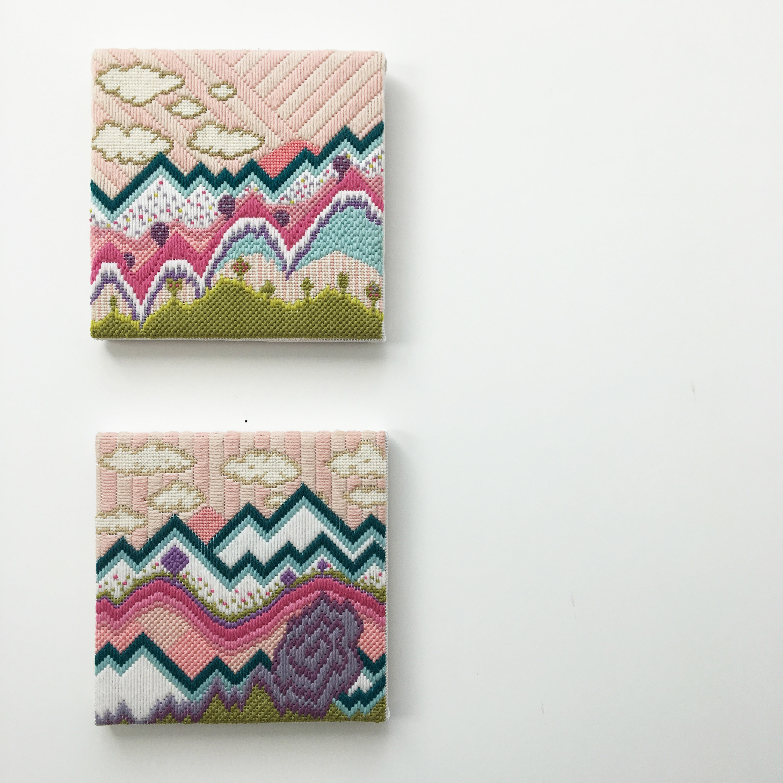 Zoe Gilbertson: Leonora's Mountains, 2018, Tapestry canvas, tapestry wool using Bargello and other improvised stitches