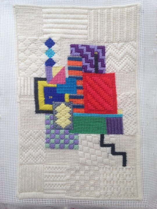 Zoe Gilbertson: First stitched artwork, 2008, Tapestry canvas, tapestry wool using various needlepoint stitches