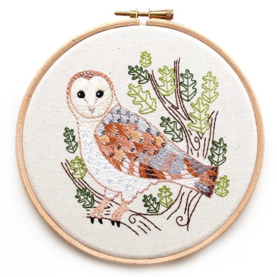 Chloe Redfern: Barn Owl, 2018, Hand embroidery with stranded cotton thread