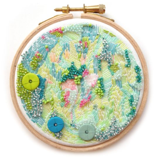 Chloe Redfern: Abstract, 2017, Hand embroidery with various threads, glass seed beads, ceramic washer beads
