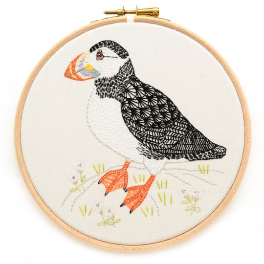 Chloe Redfern: Puffin, 2017, Hand embroidery with stranded cotton threads