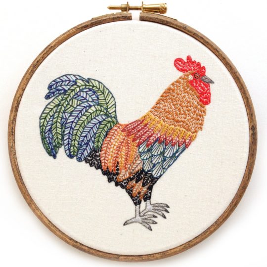Chloe Redfern: Rooster, 2017, Hand embroidery with stranded cotton threads
