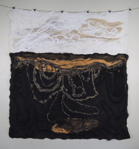 Zetta Kanta: Under the surface, 2018, Wool, Silk, Alpaca. Felted. Hand spun yarn crochet and embroidery