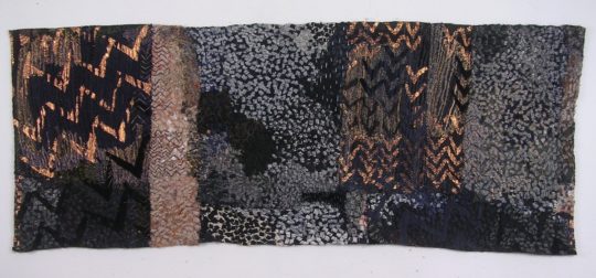 Hazel Bruce: Space/Pattern, 2018, Linen, cotton, velvet. Collage, Irish machine stitch, hand stitch