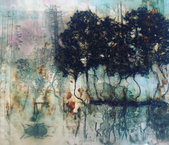 Caroline Hyde-Brown: The Brecks, 2016, Hand-dyed fabric and soluble canvas embroidery