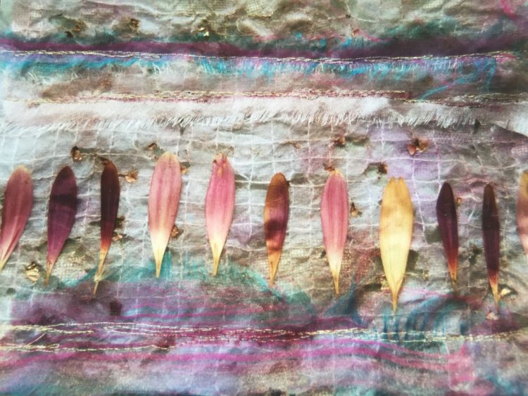 Caroline Hyde-Brown: Gerbera petals with silk chiffon, stitch and handmade paper (Detail), 1998