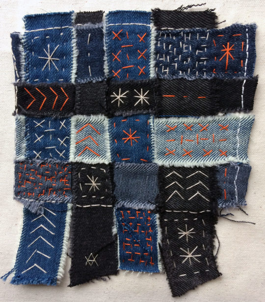 Ann Vollum: Denim strip weave, 2018, created during Exploring Texture & Pattern module