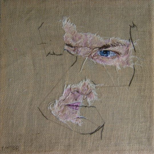 Emily Tull: Fragile #3, 2008, hand stitching on muslin and hessian