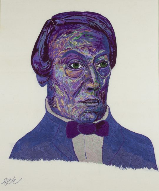 Sorrell Kerrison: Dr Samuel Taylor Chadwick, 2018, Hand-stitched DMC thread on stretched calico