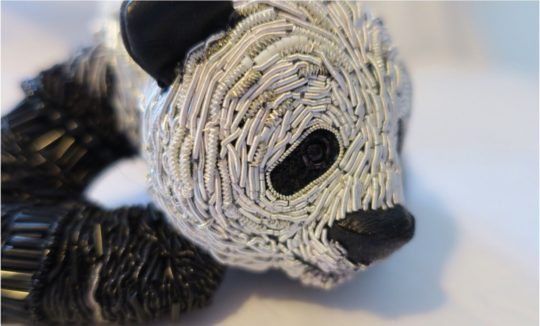 Georgina Bellamy: Mr Panda (Detail), 2016, Goldwork, beads and Stumpwork