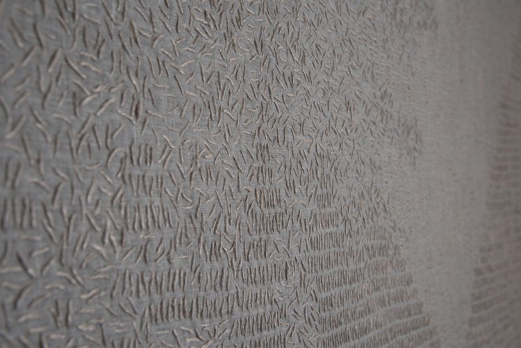 Claire Benn: 28 Days (Detail), 2013, Linen, hemp thread, hand stitch